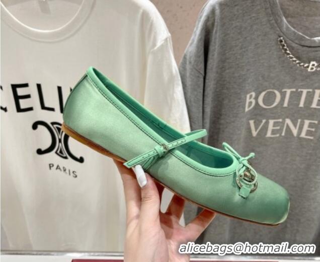 Hot Style Gucci Satin Ballet Flat with Horsebit Green 702129