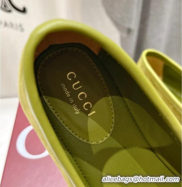 Unique Style Gucci Suede Ballet Flat with Horsebit Green 702133