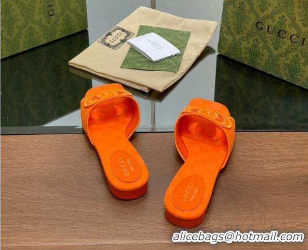 Best Price Gucci GG Canvas Flat Slides Sandal in GG Canvas Orange 702134