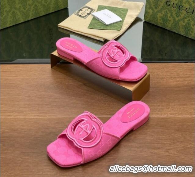 Good Looking Gucci GG Canvas Flat Slides Sandal in GG Canvas Pink 702135