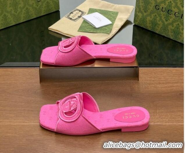 Good Looking Gucci GG Canvas Flat Slides Sandal in GG Canvas Pink 702135