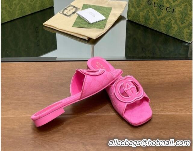 Good Looking Gucci GG Canvas Flat Slides Sandal in GG Canvas Pink 702135