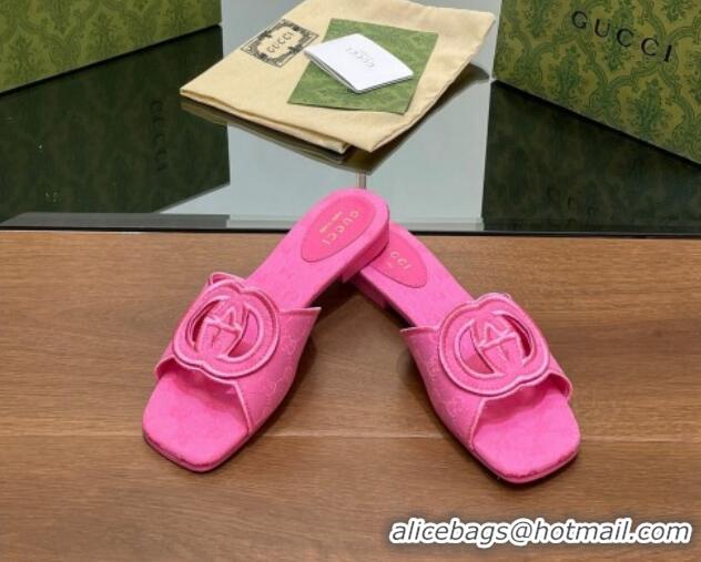 Good Looking Gucci GG Canvas Flat Slides Sandal in GG Canvas Pink 702135