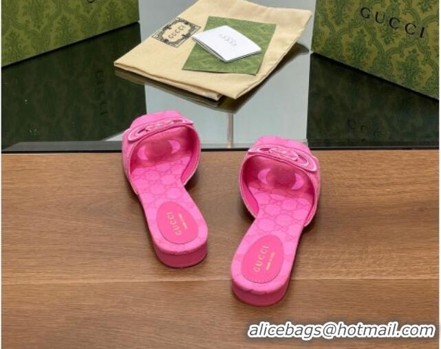 Good Looking Gucci GG Canvas Flat Slides Sandal in GG Canvas Pink 702135