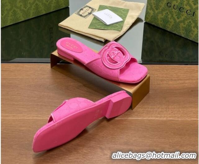 Good Looking Gucci GG Canvas Flat Slides Sandal in GG Canvas Pink 702135