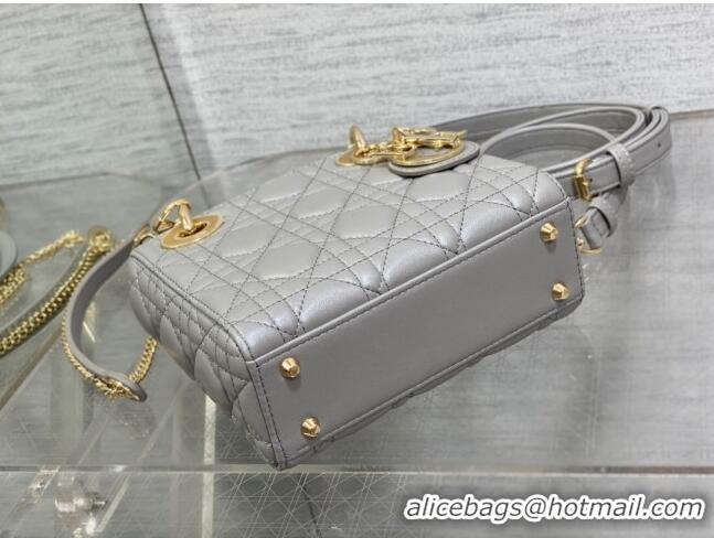 Promotional Dior Mini Lady Dior Bag in Pearlescent Cannage Lambskin CD0301 Grey 2024