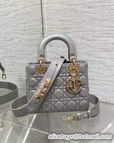 Super Quality Dior Small Lady My ABCDior Bag in Pearlescent Cannage Lambskin CD0302 Grey 2024