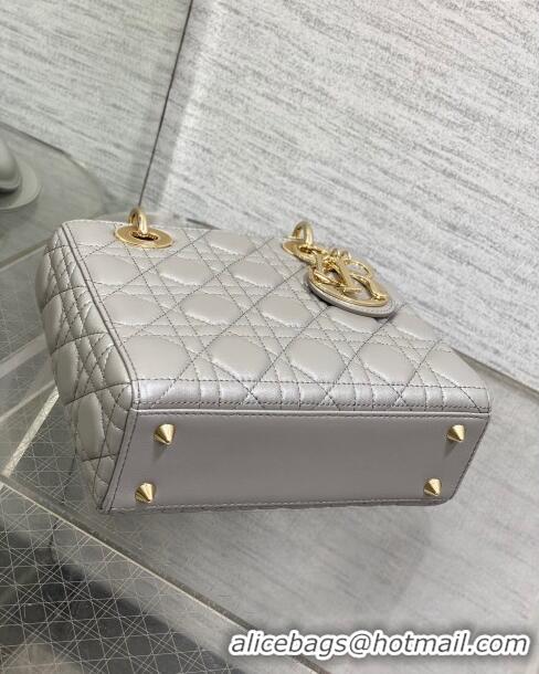 Super Quality Dior Small Lady My ABCDior Bag in Pearlescent Cannage Lambskin CD0302 Grey 2024