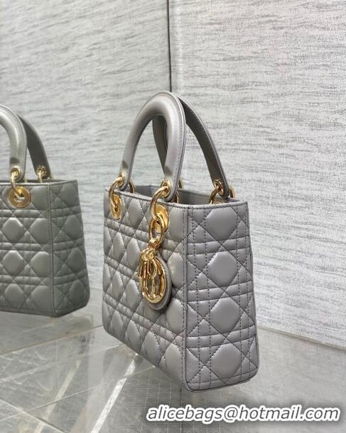 Super Quality Dior Small Lady My ABCDior Bag in Pearlescent Cannage Lambskin CD0302 Grey 2024