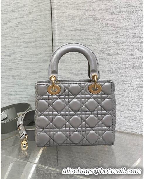 Super Quality Dior Small Lady My ABCDior Bag in Pearlescent Cannage Lambskin CD0302 Grey 2024