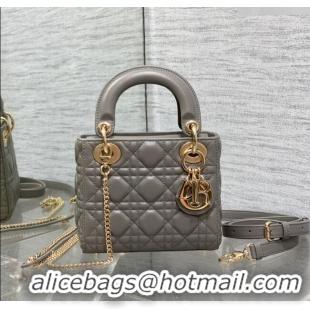 Cheapest Dior Mini Lady Dior Bag in Cannage Lambskin CD0301 Etoupe Grey 2024