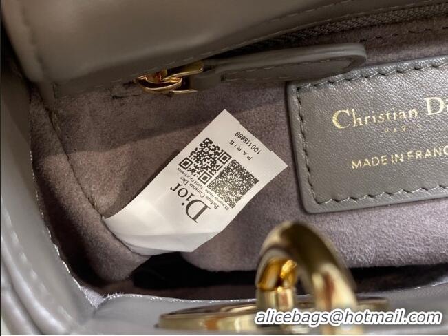 Cheapest Dior Mini Lady Dior Bag in Cannage Lambskin CD0301 Etoupe Grey 2024