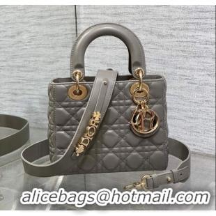 Top Grade Dior Small Lady My ABCDior Bag in Cannage Lambskin CD0302 Etoupe Grey 2024