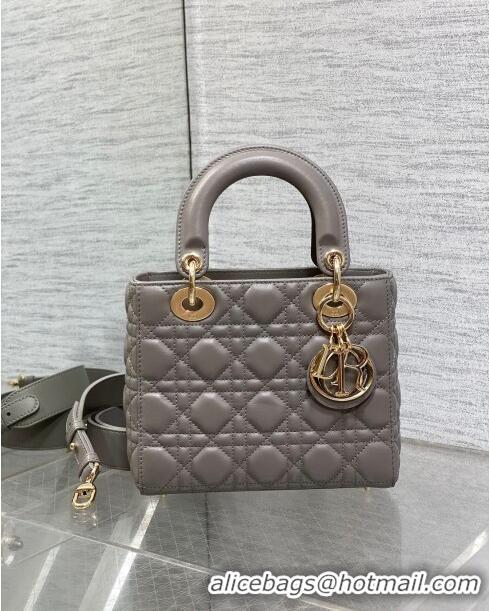 Top Grade Dior Small Lady My ABCDior Bag in Cannage Lambskin CD0302 Etoupe Grey 2024