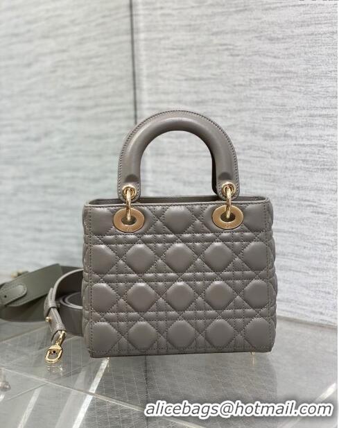 Top Grade Dior Small Lady My ABCDior Bag in Cannage Lambskin CD0302 Etoupe Grey 2024