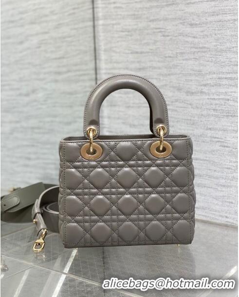 Top Grade Dior Small Lady My ABCDior Bag in Cannage Lambskin CD0302 Etoupe Grey 2024