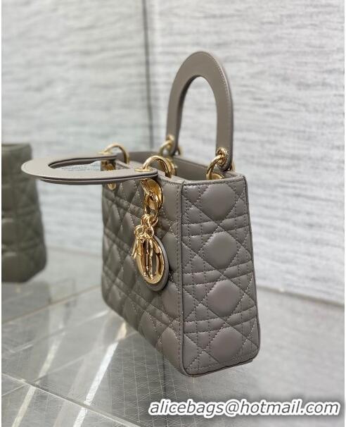 Top Grade Dior Small Lady My ABCDior Bag in Cannage Lambskin CD0302 Etoupe Grey 2024