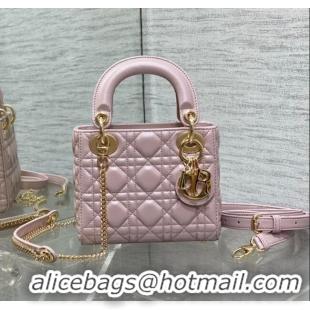 Promotional Dior Mini Lady Dior Bag in  Pearlescent Cannage Lambskin CD0301 Pink 2024