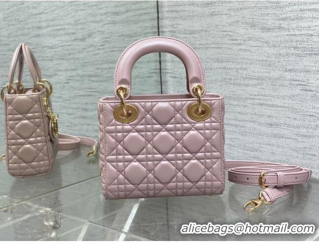 Promotional Dior Mini Lady Dior Bag in  Pearlescent Cannage Lambskin CD0301 Pink 2024