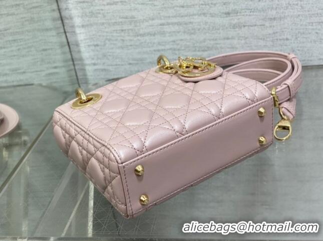 Promotional Dior Mini Lady Dior Bag in  Pearlescent Cannage Lambskin CD0301 Pink 2024