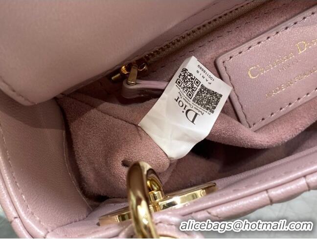 Promotional Dior Mini Lady Dior Bag in  Pearlescent Cannage Lambskin CD0301 Pink 2024