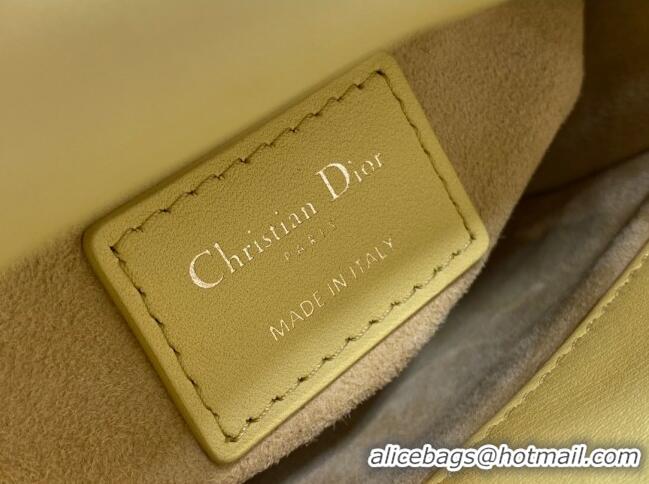 New Fashion Dior Mini Lady Dior Bag in Cannage Lambskin CD0301 Yellow 2024