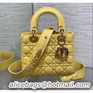 Affordable Price Dior Small Lady My ABCDior Bag in Cannage Lambskin CD0302 Yellow 2024