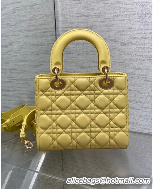 Affordable Price Dior Small Lady My ABCDior Bag in Cannage Lambskin CD0302 Yellow 2024