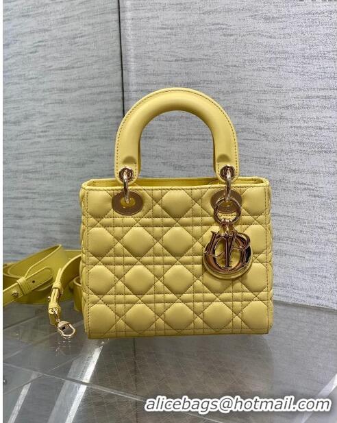 Affordable Price Dior Small Lady My ABCDior Bag in Cannage Lambskin CD0302 Yellow 2024