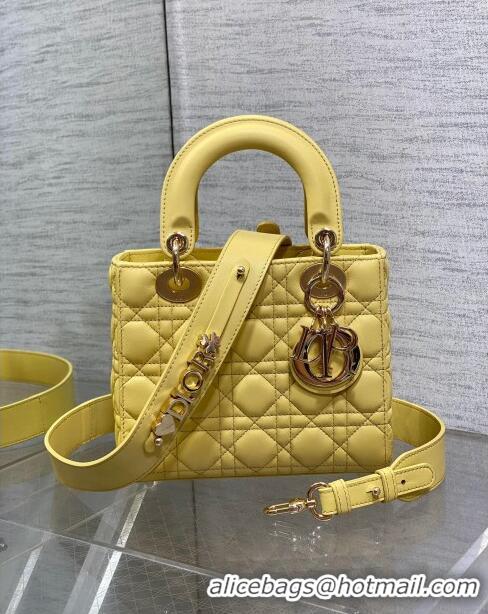 Affordable Price Dior Small Lady My ABCDior Bag in Cannage Lambskin CD0302 Yellow 2024