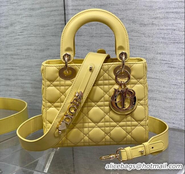 Affordable Price Dior Small Lady My ABCDior Bag in Cannage Lambskin CD0302 Yellow 2024