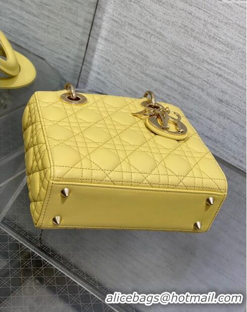 Affordable Price Dior Small Lady My ABCDior Bag in Cannage Lambskin CD0302 Yellow 2024