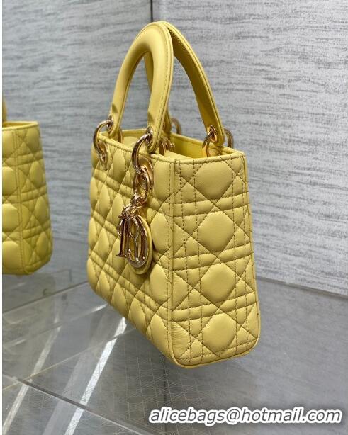 Affordable Price Dior Small Lady My ABCDior Bag in Cannage Lambskin CD0302 Yellow 2024