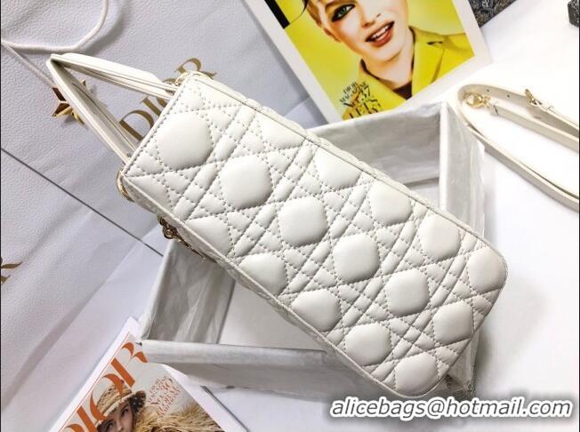 Grade Design Dior Large Lady Dior Bag in Lambskin Leather M0566 White/Gold 2024