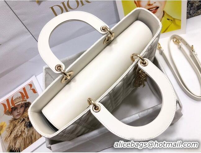 Grade Design Dior Large Lady Dior Bag in Lambskin Leather M0566 White/Gold 2024