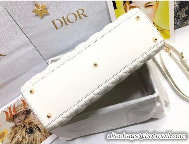 Grade Design Dior Large Lady Dior Bag in Lambskin Leather M0566 White/Gold 2024