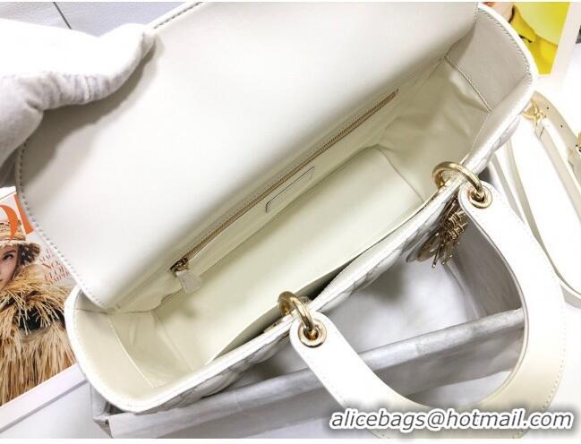 Grade Design Dior Large Lady Dior Bag in Lambskin Leather M0566 White/Gold 2024