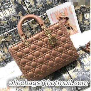 Best Quality Dior Large Lady Dior Bag in Lambskin Leather M0566 Nude Pink/Gold 2024