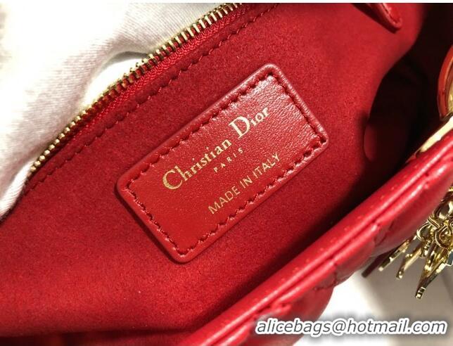 Most Popular Dior Large Lady Dior Bag in Lambskin Leather M0566 Red/Gold 2024