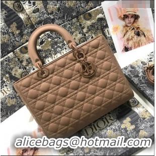 Top Design Dior Large Lady Dior Bag in Calfskin Leather M0566 Nude Pink 2024