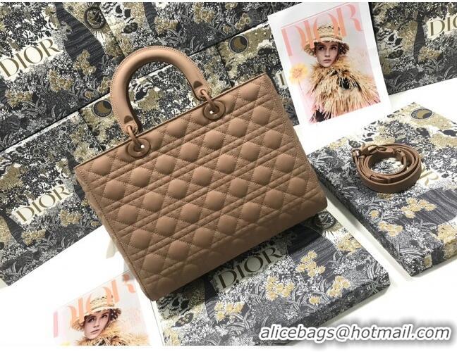 Top Design Dior Large Lady Dior Bag in Calfskin Leather M0566 Nude Pink 2024