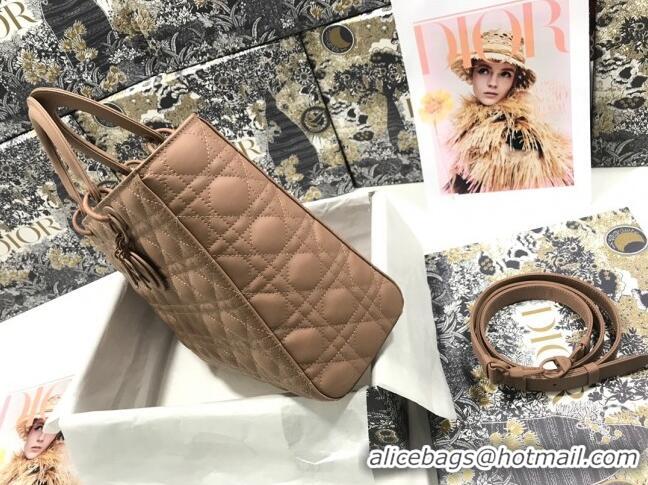 Top Design Dior Large Lady Dior Bag in Calfskin Leather M0566 Nude Pink 2024