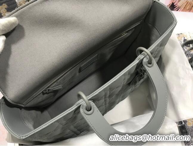 Well Crafted Dior Large Lady Dior Bag in Grey Calfskin Leather M0566 2024