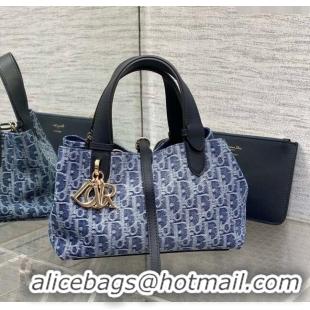 Top Quality Dior Small Dior Toujours Bag in Blue Denim Dior Oblique Jacquard CD0316 2024