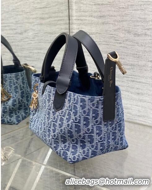 Top Quality Dior Small Dior Toujours Bag in Blue Denim Dior Oblique Jacquard CD0316 2024