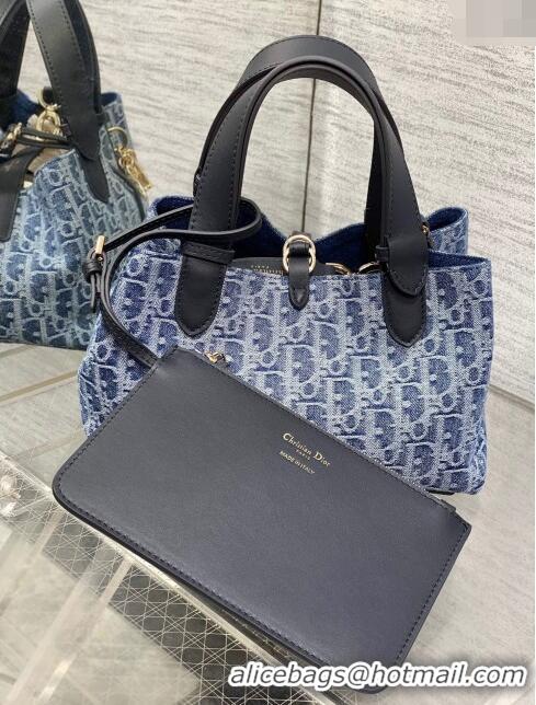 Top Quality Dior Small Dior Toujours Bag in Blue Denim Dior Oblique Jacquard CD0316 2024