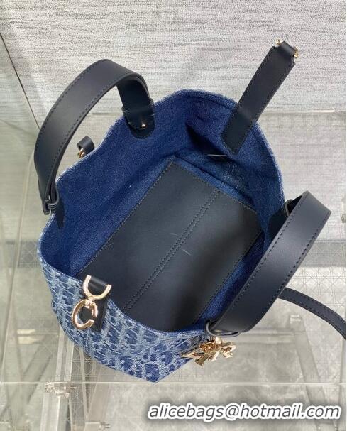 Top Quality Dior Small Dior Toujours Bag in Blue Denim Dior Oblique Jacquard CD0316 2024