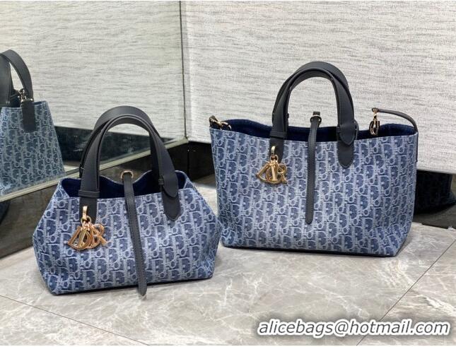 Top Quality Dior Small Dior Toujours Bag in Blue Denim Dior Oblique Jacquard CD0316 2024