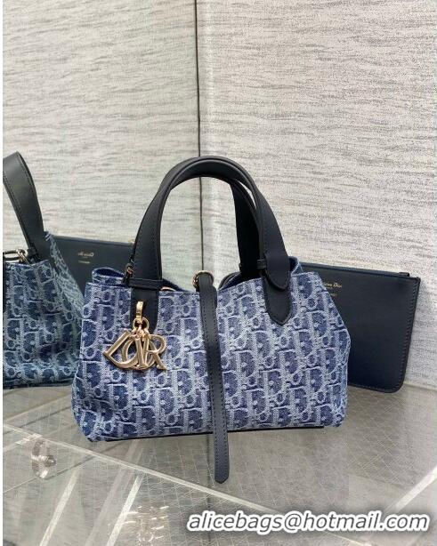 Top Quality Dior Small Dior Toujours Bag in Blue Denim Dior Oblique Jacquard CD0316 2024