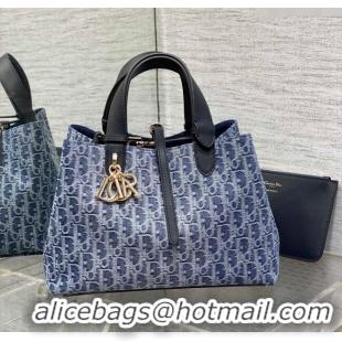 Best Price Dior Medium Dior Toujours Bag in Blue Denim Dior Oblique Jacquard CD0317 2024